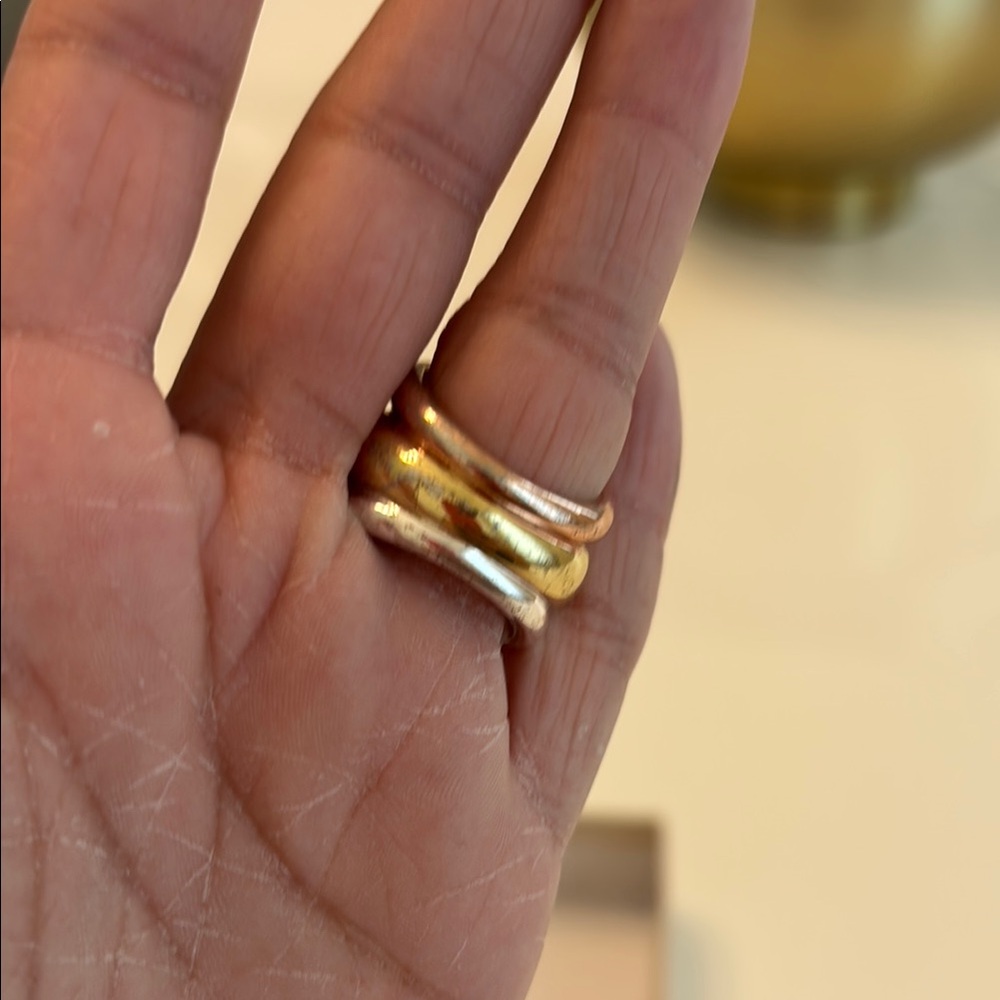 Gold And Silver Geometric Statement Ring - image 2